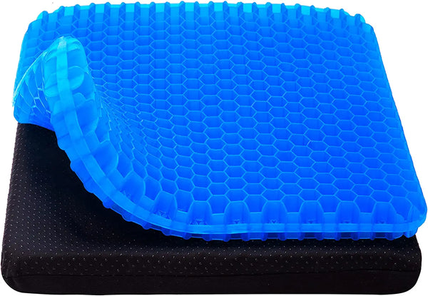 Gel Seat Cushion - Enhanced Double Thick Egg Seat Cushion with Non-Slip  Cover - Office Chair Car Seat Cushion - Sciatica & Back Pain Relief -  Perfect
