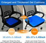 Extra Large Gel Seat Cushion, Tailbone Pillow Seat Cushion Thick Big Breathable Honeycomb Design Absorbs Pressure Cooling Seat Cushion with Non-Slip Cover for Office Chair Wheelchair Car Gel Cushion